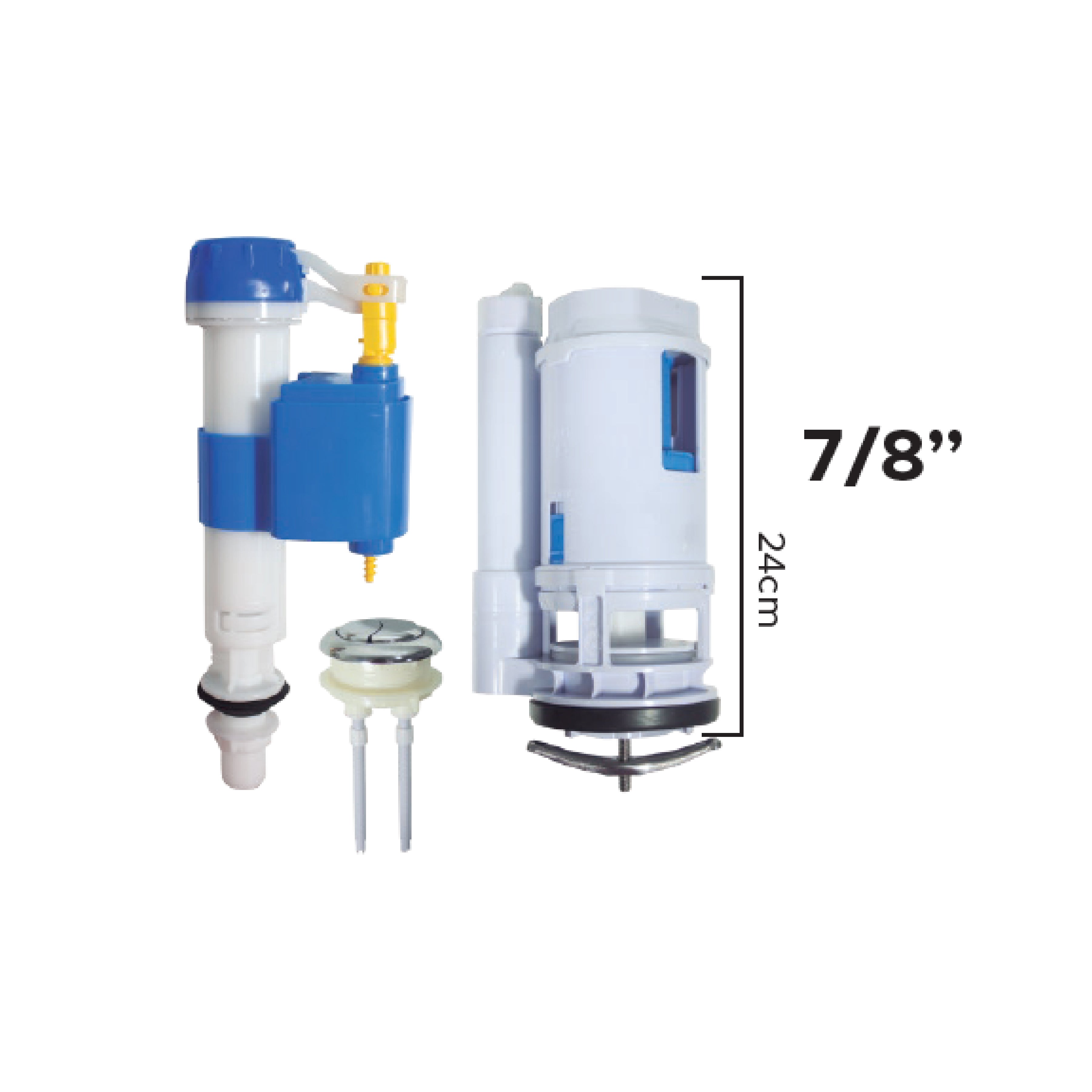 Acc. de Tanque P/One Piece C/Doble Pulsador Chico-Centro 7/8" (240 MM_Tipo-T) Fratelli